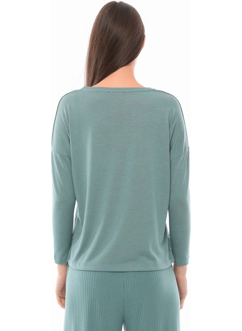 Defy's Women's Slit Detail Long Sleeve T-Shirt - Image 1